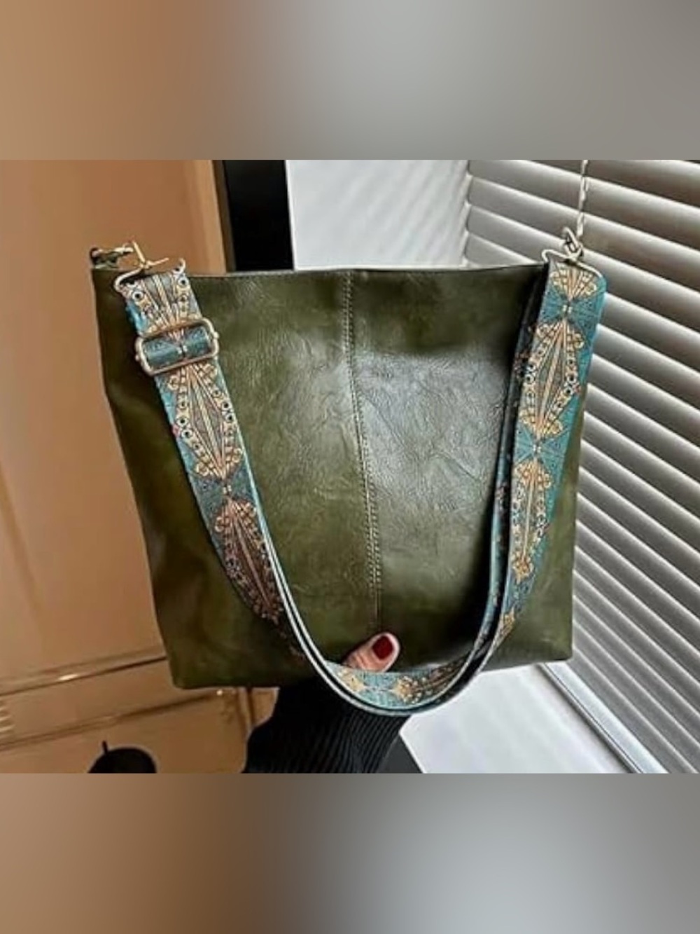NEW Bohemian Olive Green Crossbody Shoulder Bag w/Adjustable Strap AND Wristlet
